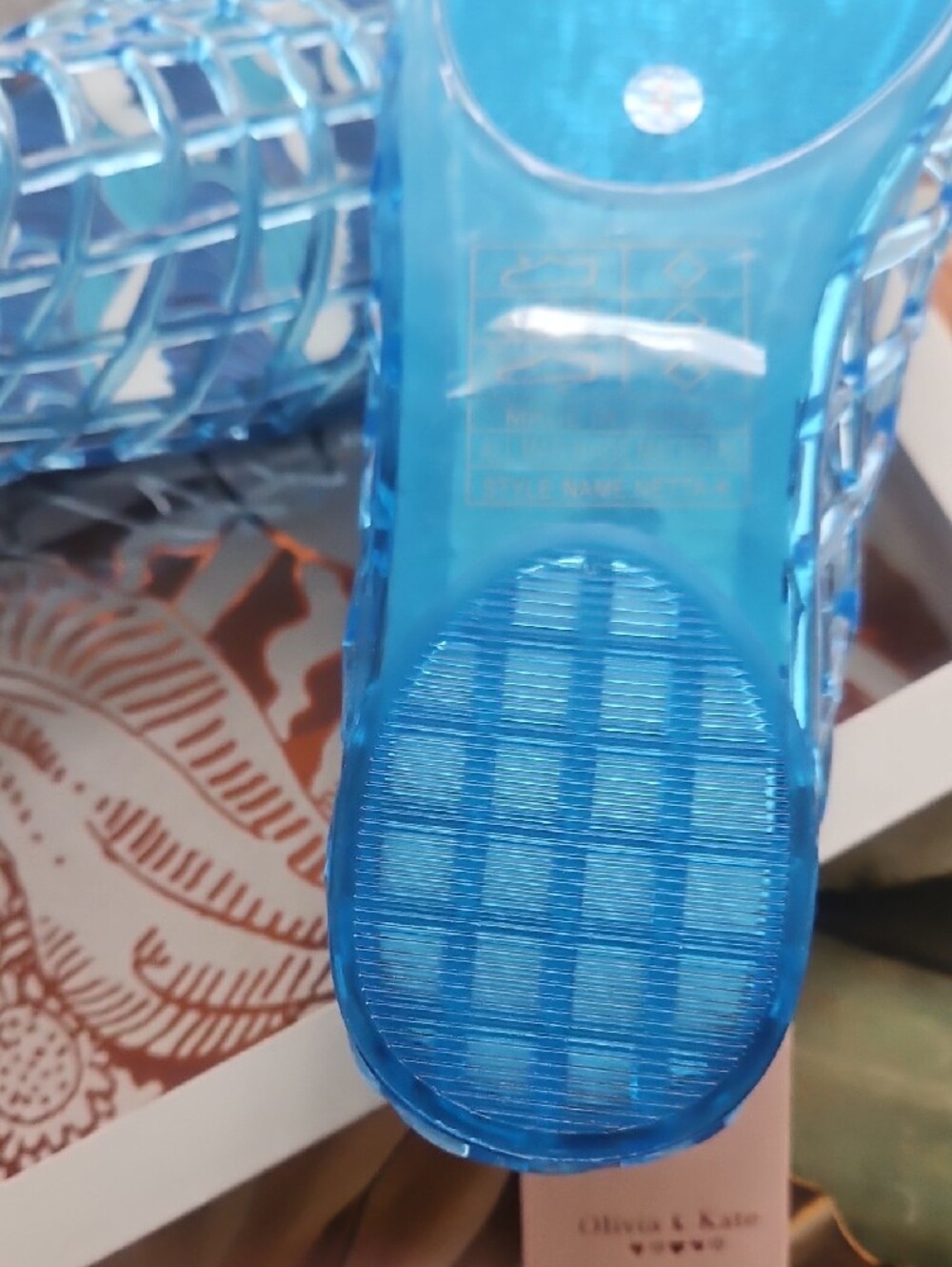 Olivia & Kate Blue Woven Jelly Mules - Women's Slip-On Clogs - Picture 4 of 10